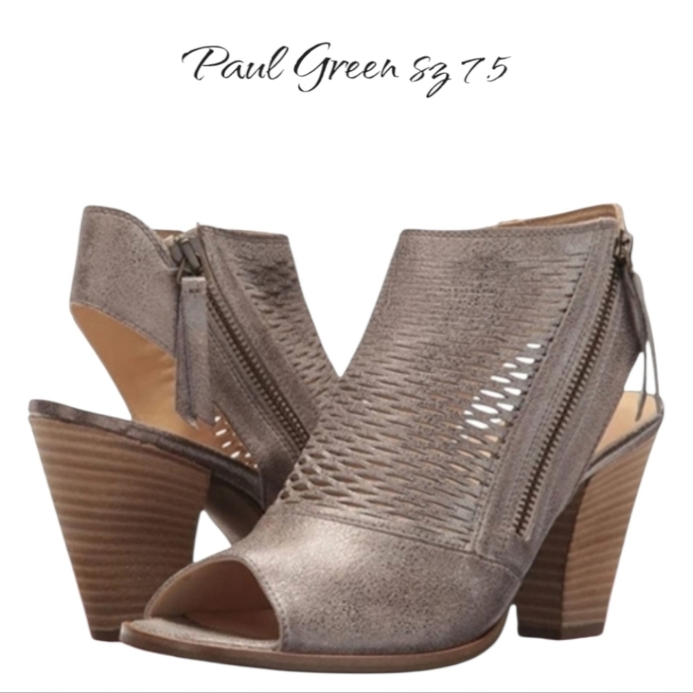 Paul Green Cayanne Leather Back Strap Block Heel Booties